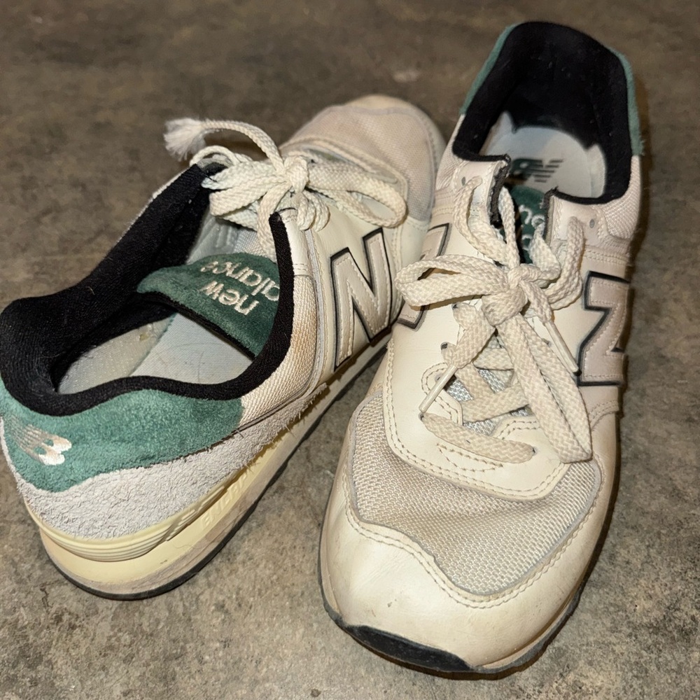 New Balance Cream and Green Athletic Shoes